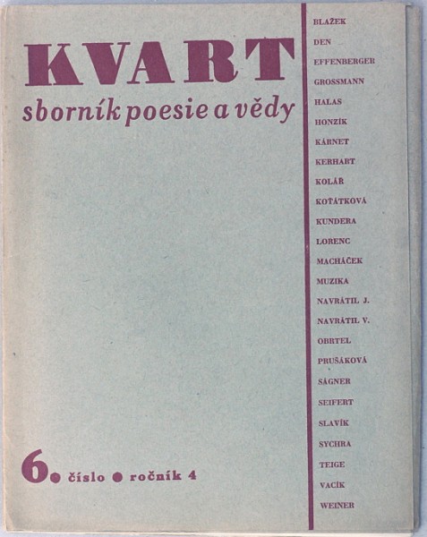 Kvart – sborník poezie a vědy 1/1 Kvart – sborník poezie a vědy